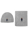 Embroidery Bear Wool Beanie Muffler Set Grey - POLO RALPH LAUREN - BALAAN 5