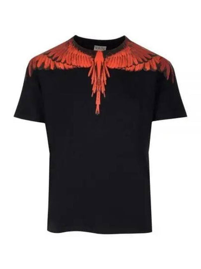 Icon Wings Regular Cotton Short Sleeve T-Shirt Black - MARCELO BURLON - BALAAN 2