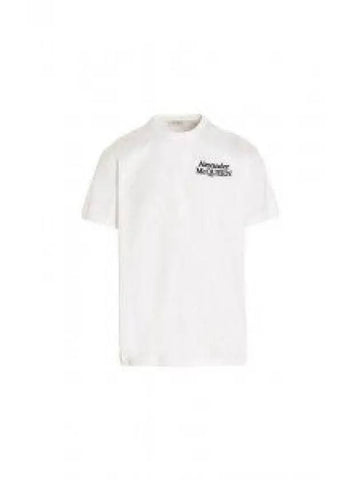 Embroidered Logo Short Sleeve T-Shirt White - ALEXANDER MCQUEEN - BALAAN 1