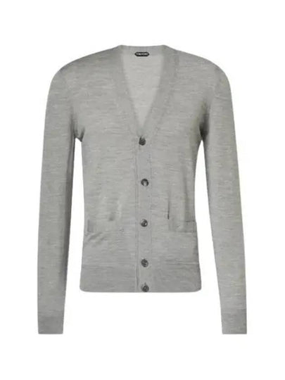 V-Neck Wool Cardigan Light Grey - TOM FORD - BALAAN 2