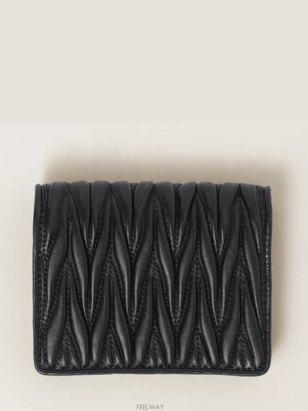 Matelasse Leather Half Wallet Black - MIU MIU - BALAAN 6