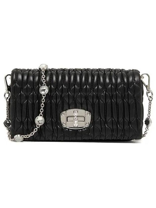 Miu Crystal Nappa Leather Crystal Mini Bag Black - MIU MIU - BALAAN 2