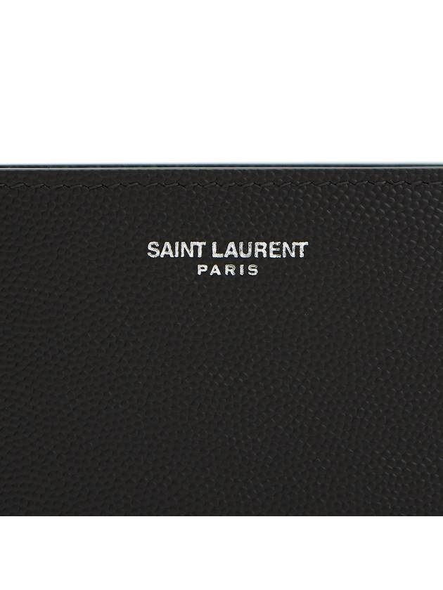 Classic Logo Textured Leather Half Wallet Black - SAINT LAURENT - BALAAN 7