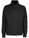 Lens Wappen Diagonal Fleece Zip-Up Jacket Black - CP COMPANY - BALAAN 2