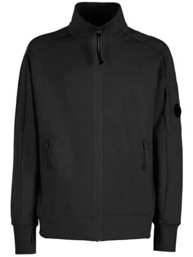 Lens Wappen Diagonal Fleece Zip-Up Jacket Black - CP COMPANY - BALAAN 2