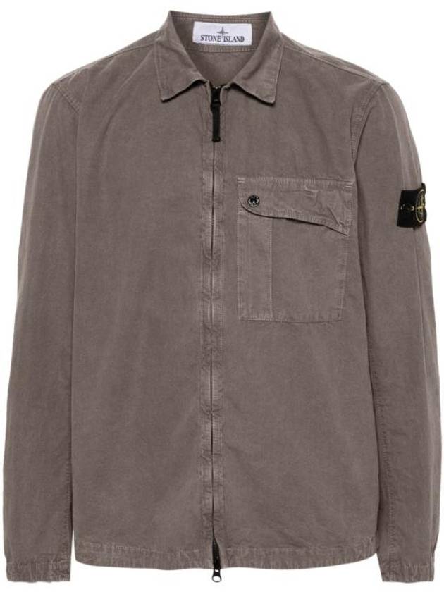 Old Treatment Garment Dyed Overshirt Jacket Dove Grey - STONE ISLAND - BALAAN 2