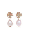 Kira Pearl Drop Earrings Champange Rose Gold - TORY BURCH - BALAAN 1