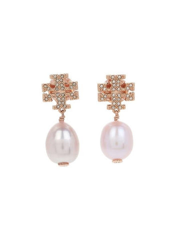 Kira Pearl Drop Earrings Champange Rose Gold - TORY BURCH - BALAAN 1