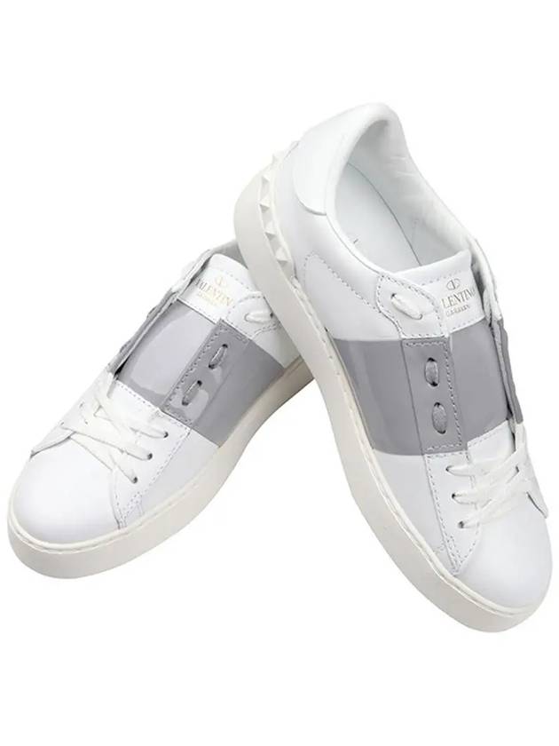 Women's Banding Open Low Top Sneakers White Grey - VALENTINO - BALAAN 4