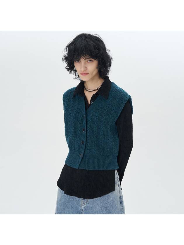 TWISTED CROPPED KNIT VEST DGREEN - ETCH - BALAAN 4