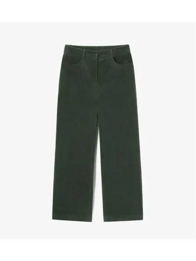 Women's Semi-Wide Corduroy Pants Khaki - LACOSTE - BALAAN 2