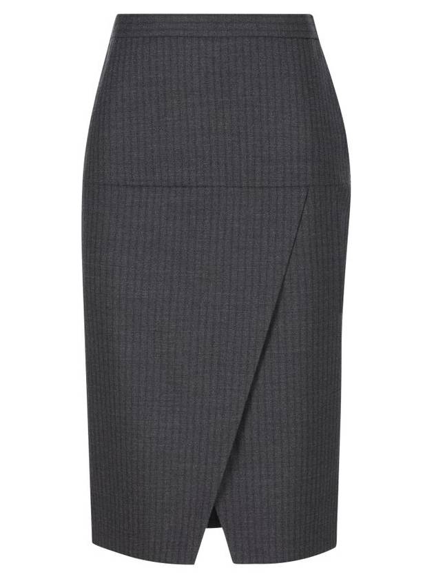 Pinstripe Wool Pencil Skirt Grey - FENDI - BALAAN 2