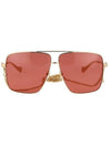 Eyewear Chain Strap Double Bridge Sunglasses Gold Orange - GUCCI - BALAAN.