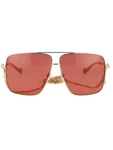 Eyewear Chain Strap Double Bridge Sunglasses Gold Orange - GUCCI - BALAAN 1