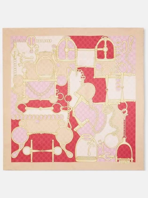 GG Horsebit Print Silk Scarf Pink - GUCCI - BALAAN 2