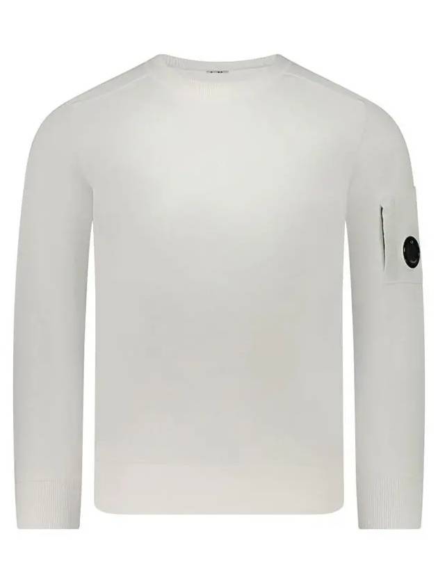 Extra Fine Merino Wool Crew Neck Knit Top White - CP COMPANY - BALAAN 3