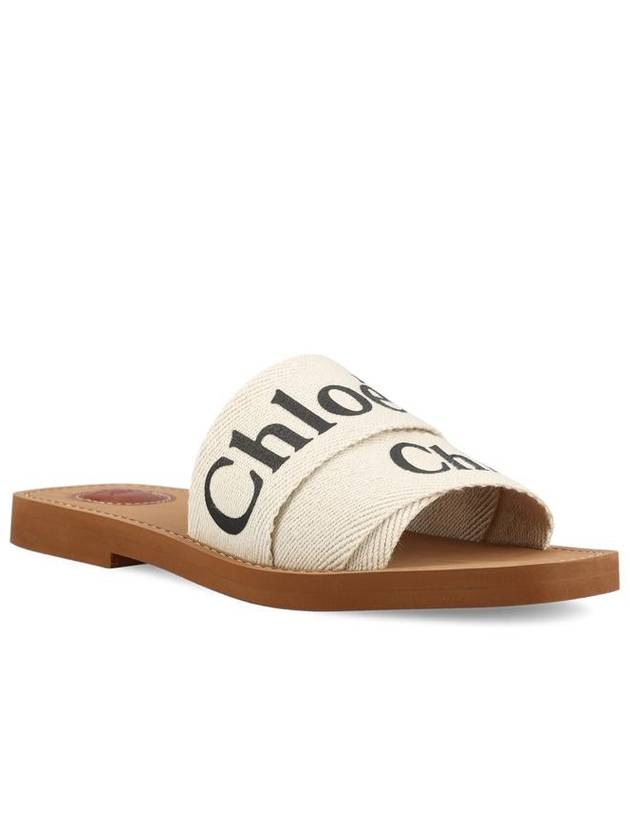 Woody Logo Flat Mule Slippers White - CHLOE - BALAAN 3