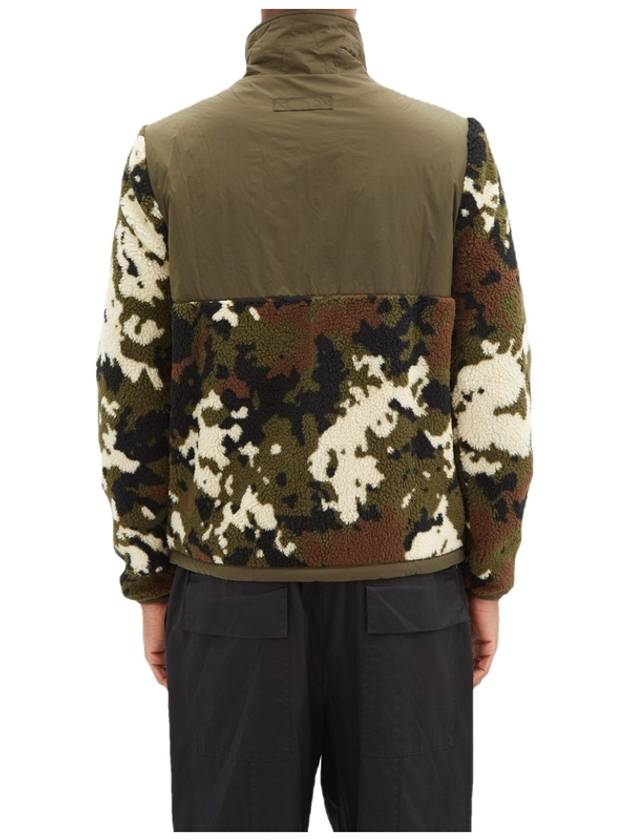 Logo Patch Camouflage Fleece Zip-Up Jacket Green - MONCLER - BALAAN 4