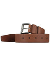 Square Metal Buckle Leather Belt Brown - PRADA - BALAAN 2