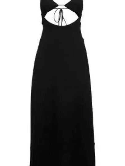 Crepe Viscose Backless Long Dress Black - SAINT LAURENT - BALAAN 2