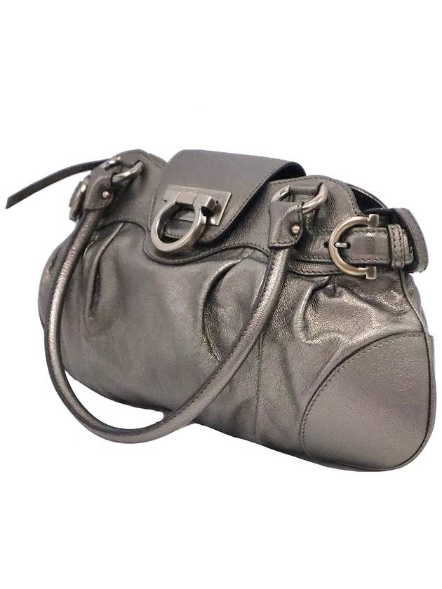 Ferragamo 21 6317 gray metallic silver Gancini embellished shoulder bag - FENDI - BALAAN 3