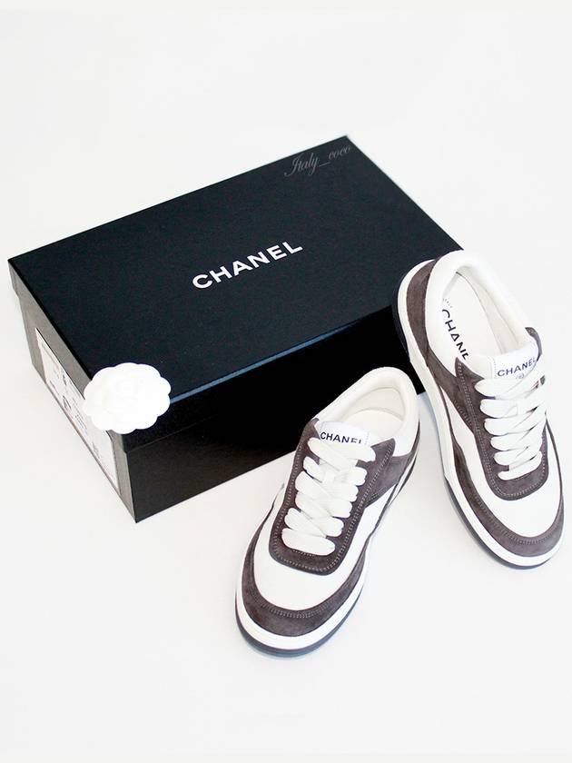 CC Logo Suede Kidskin Low Top Sneakers Black - CHANEL - BALAAN 2