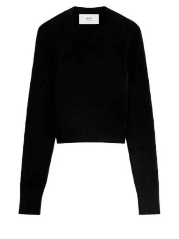 De Coeur Pointel Crew Neck Knit Top Black - AMI - BALAAN 2