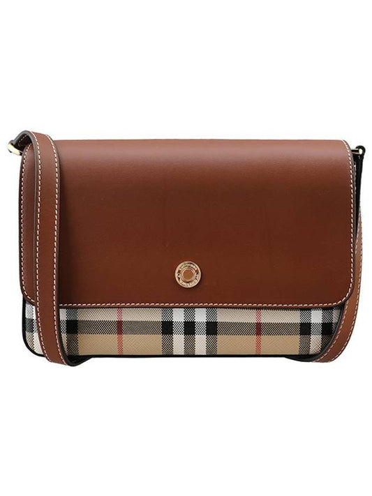 Vintage Check and Leather Penny Crossbody Bag Archive Beige Tan - BURBERRY - BALAAN.