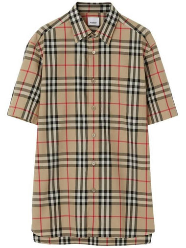 Vintage Check Short Sleeve Shirt Archive Beige - BURBERRY - BALAAN 1