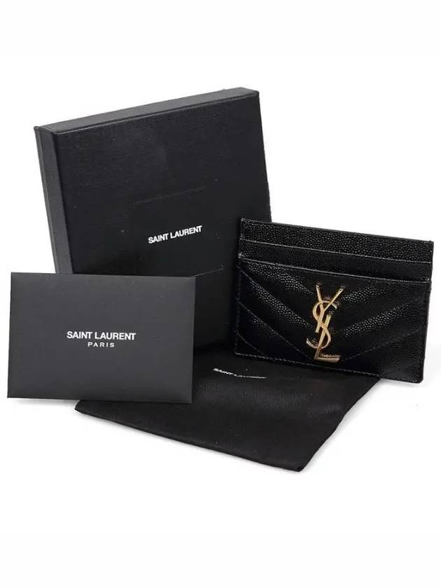 Gold Hardware Matelasse Caviar Leather Card Wallet Black - SAINT LAURENT - BALAAN 7