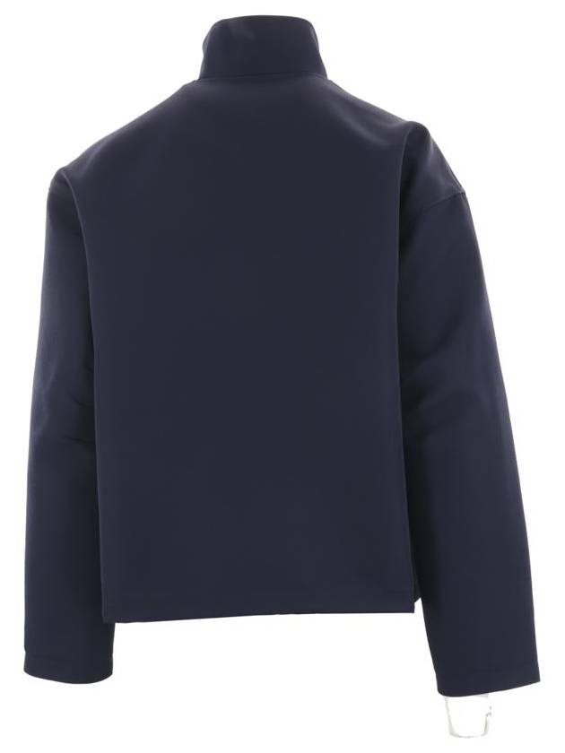 Embroidered wool acetate zip up jacket dark blue - GUCCI - BALAAN 3