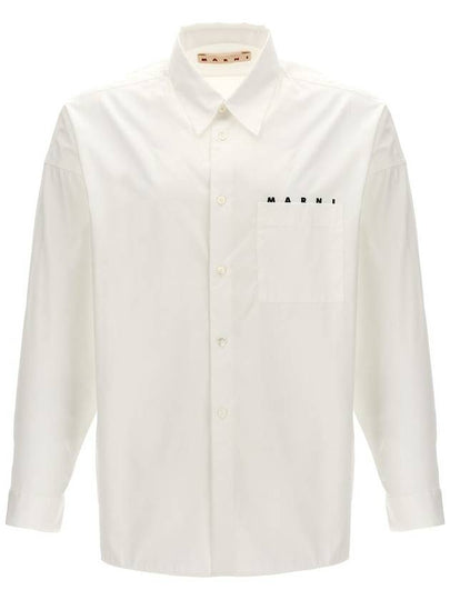 Logo Print Cotton Long Sleeve Shirt White - MARNI - BALAAN 2