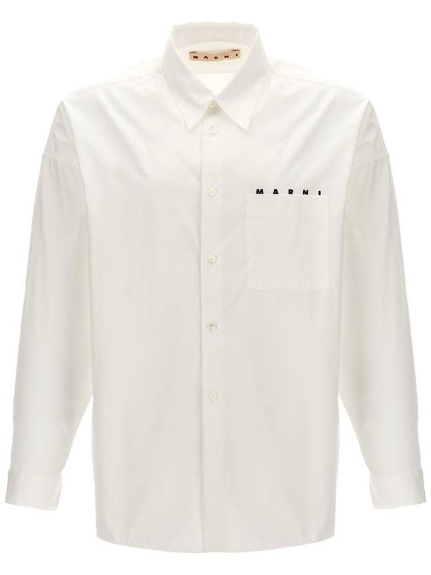 Logo Print Cotton Long Sleeve Shirt White - MARNI - BALAAN 2