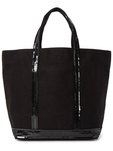 Canvas M Cabas Tote Bag Black - VANESSA BRUNO - BALAAN 1