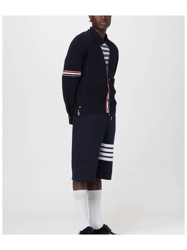 Milano Stitch Sprite Armband Cotton V-neck Cardigan Navy - THOM BROWNE - BALAAN 7