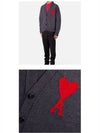 Big Heart Logo Wool Cardigan Grey - AMI - BALAAN 7