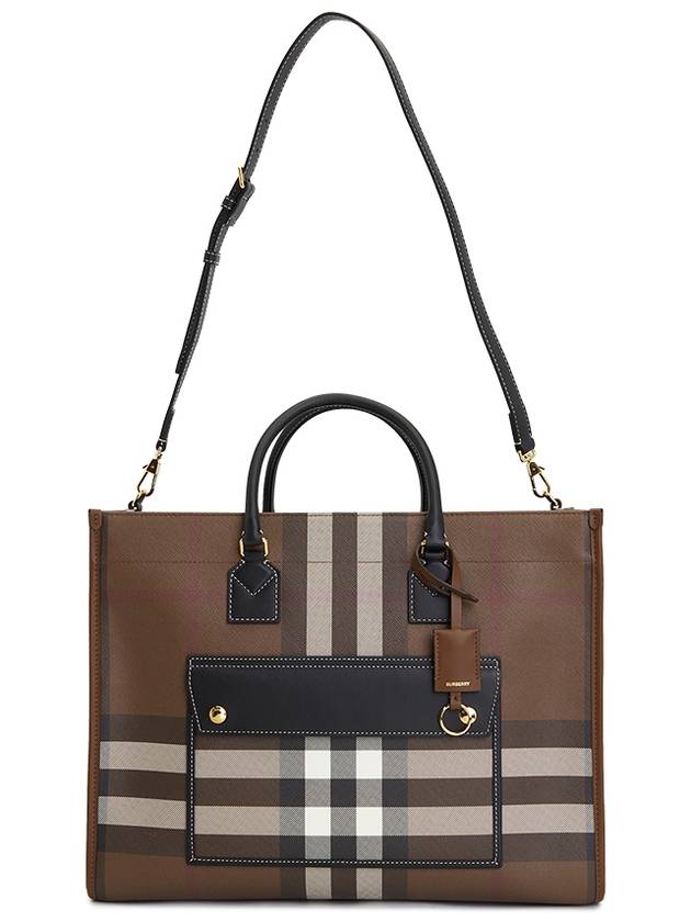 Freya Check Medium Tote Bag Brown - BURBERRY - BALAAN 7