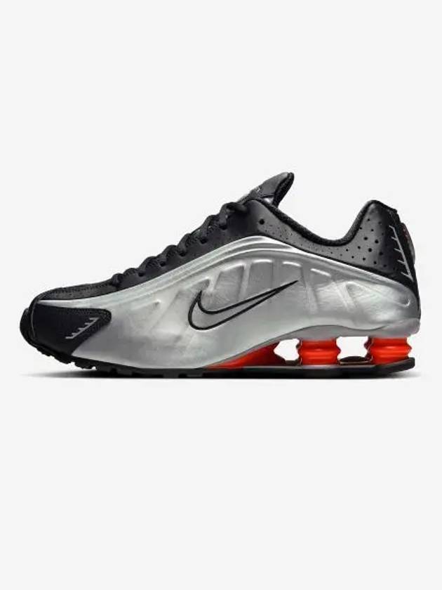 Shox R4 Lace Up Low Top Sneakers Black Metallic Silver - NIKE - BALAAN 2