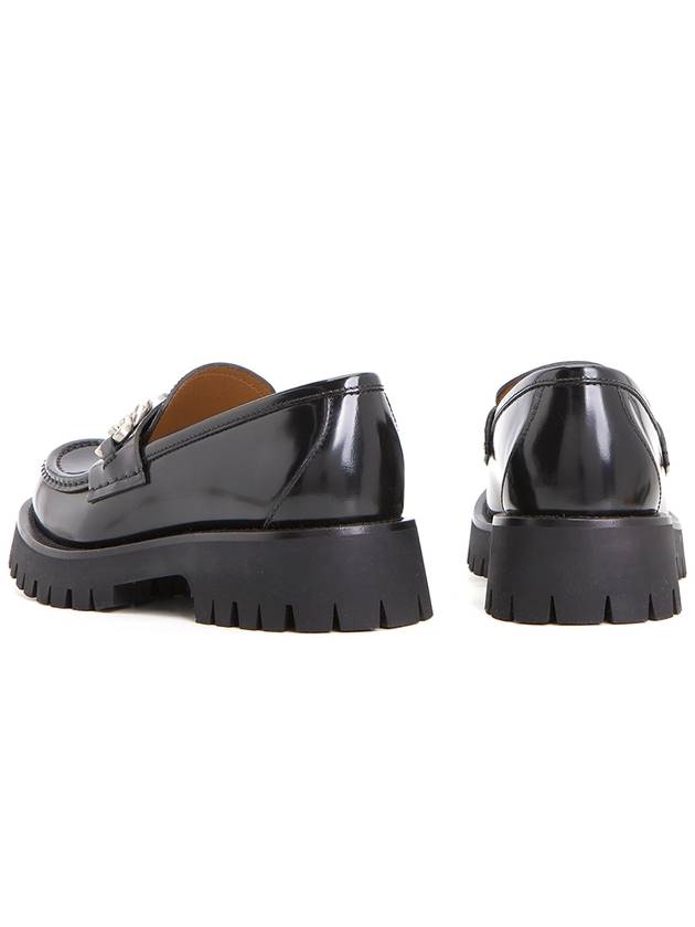 Loafer with Interlocking G Black Leather - GUCCI - BALAAN 7