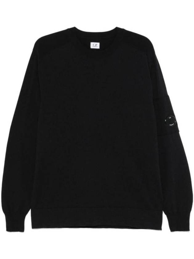 Extra Fine Merino Wool Crew Neck Knit Top Black - CP COMPANY - BALAAN 2