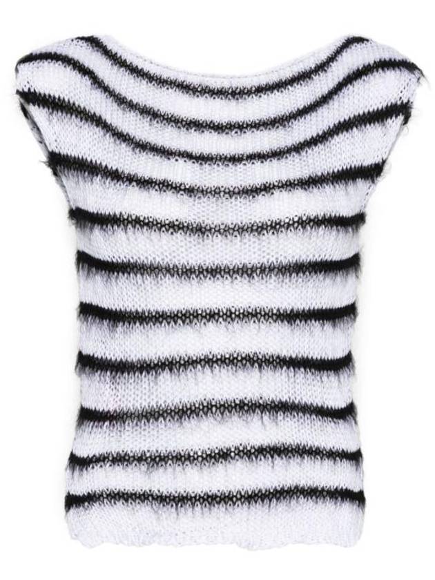 Striped Sleeveless Knit Top White - MARNI - BALAAN 2