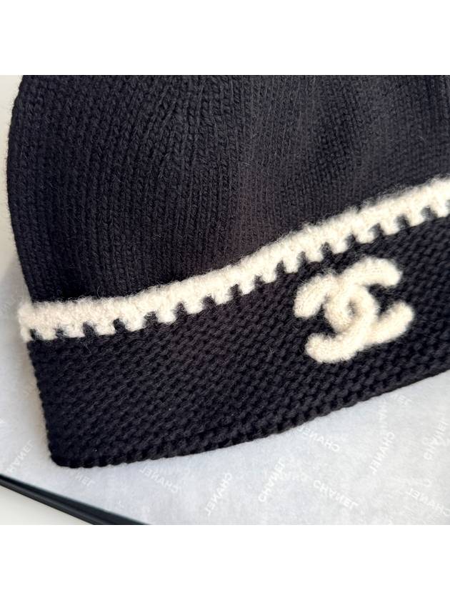 Cashmere Beanie Black White - CHANEL - BALAAN 5