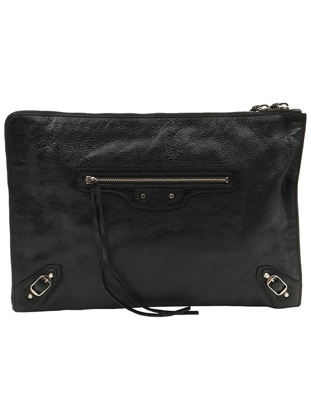 Black leather silver classic city motor clutch 362967 - BALENCIAGA - BALAAN 1