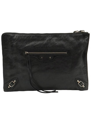 Black leather silver classic city motor clutch 362967 - BALENCIAGA - BALAAN 1