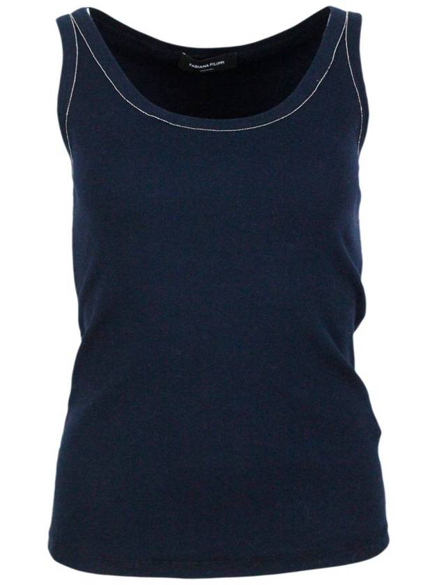 Ribbed Cotton Sleeveless Navy - FABIANA FILIPPI - BALAAN 2