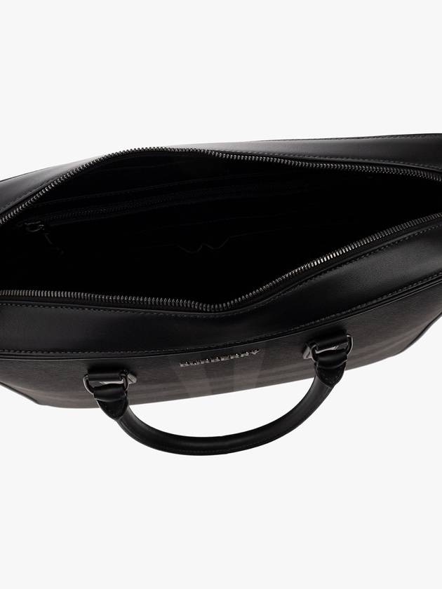 Check Print Leather Brief Case Charcoal - BURBERRY - BALAAN 6