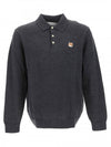 Fox Head Patch Polo Knit Top Anthracite Melange - MAISON KITSUNE - BALAAN 1