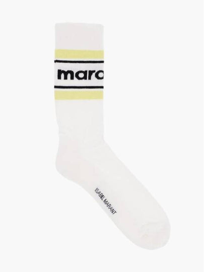 Dona Logo Print Socks White Green - ISABEL MARANT - BALAAN 2