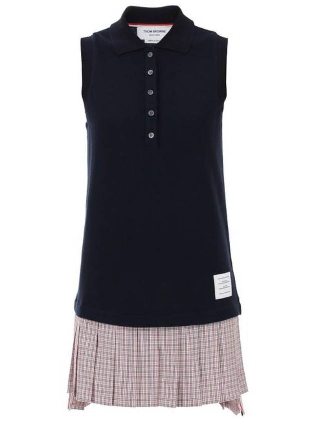 Pleated Polo Short Dress Navy - THOM BROWNE - BALAAN 2