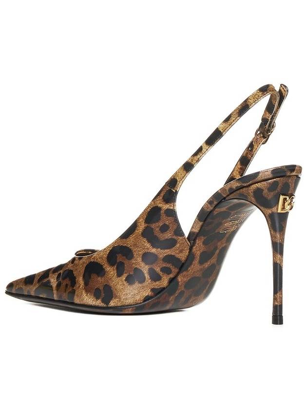 Leopard Print Polished Calfskin Slingback Heel Brown - DOLCE&GABBANA - BALAAN 4